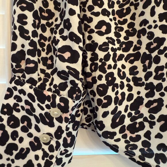 Loft Pink, Black, & White Cheetah Long Sleeve Blouse (Size: S) - Picture 4 of 4